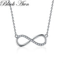 Colar pingente com o símbolo do infinito para mulheres de cor prata, joias, colar incomum e sorte.