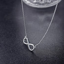 Colar pingente com o símbolo do infinito para mulheres de cor prata, joias, colar incomum e sorte.