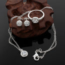 conjunto de joias de prata Sterling para presente de Natal, moda elegantes,  colar, brinco, anel e sempre  joias.