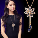 Statement Long Necklaces & Pendants Fashion Geometric Crystal Sweater Necklace For Women Collier Femme Pearl Choker Jewelry 2023