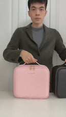 Nova bolsa de maquiagem LED inteligente para mulheres com espelho.